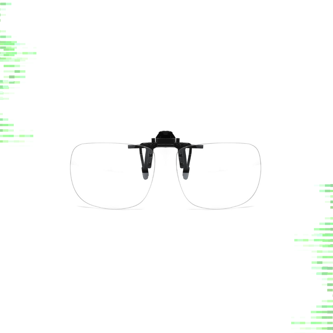 Clip trasparente  (lente da computer-interni) da applicare a qualsiasi tipo di occhiale