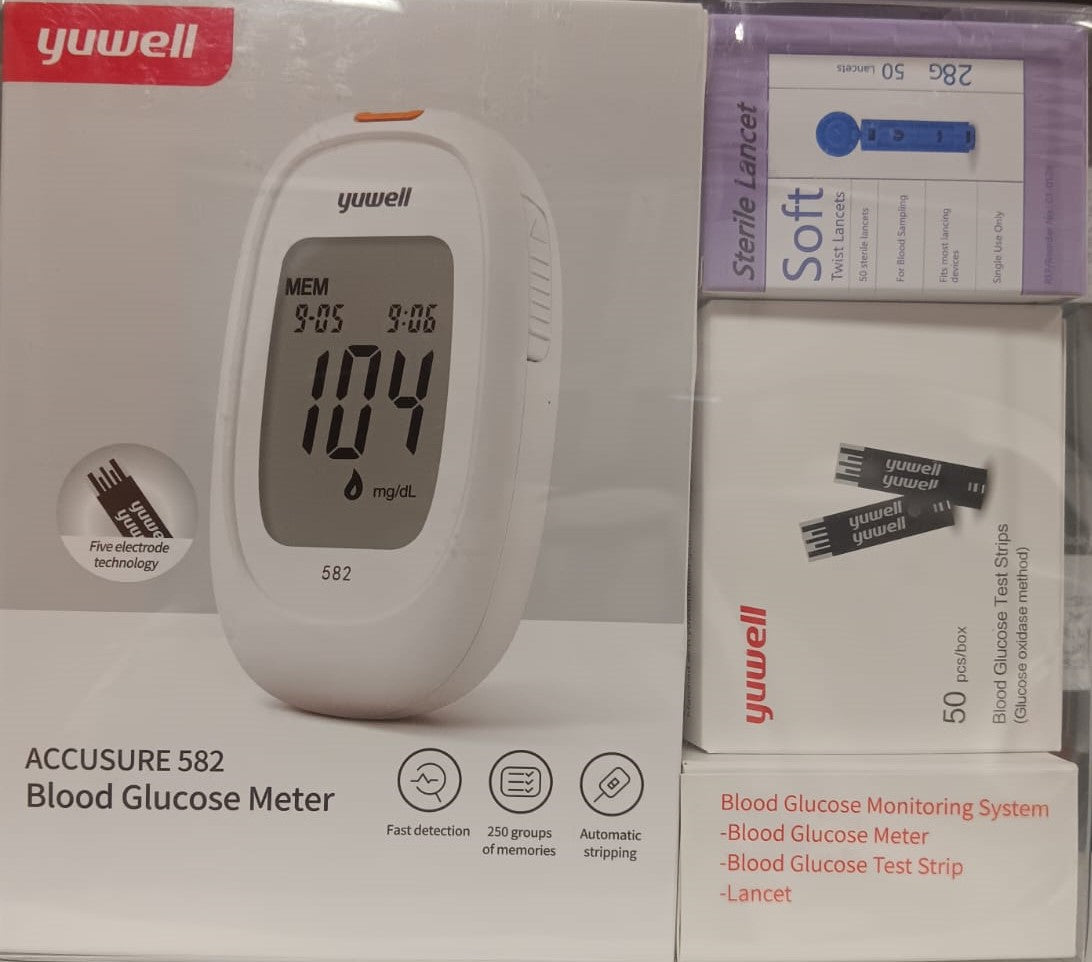 Blood Glucose Meter: Kit completo per il monitoraggio della glicemia (misuratore + scatola di strisce da 50 + lancette)