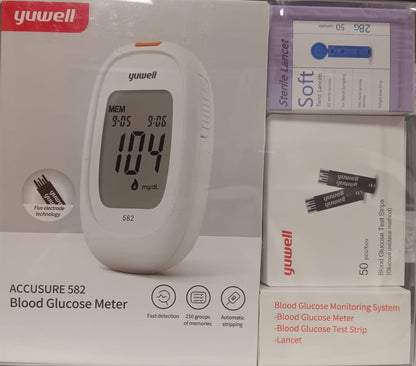 Blood Glucose Meter: Kit completo per il monitoraggio della glicemia (misuratore + scatola di strisce da 50 + lancette)